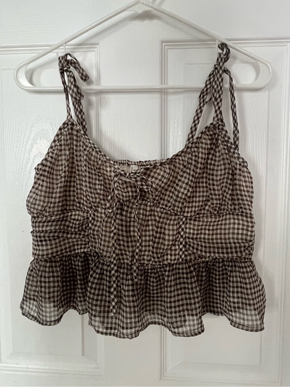 American Eagle Outfitters Brown Tie-Shoulder Top (only used once)
